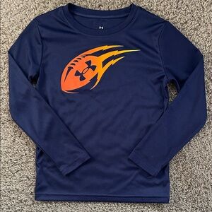 Under Armour Kids Dark Blue Long Sleeve Tee with Orange Graphic